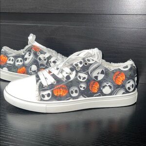 Halloween Jack Skull Pumpkin Print Sneakers EU 43 women’s 11 Lace Up NEW
